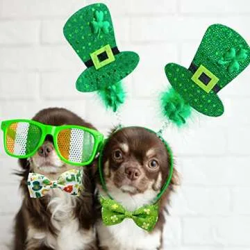 St. Patrick Day Cat Collars with Bow Tie - 2 Pack