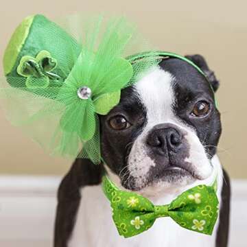 St. Patrick Day Cat Collars with Bow Tie - 2 Pack