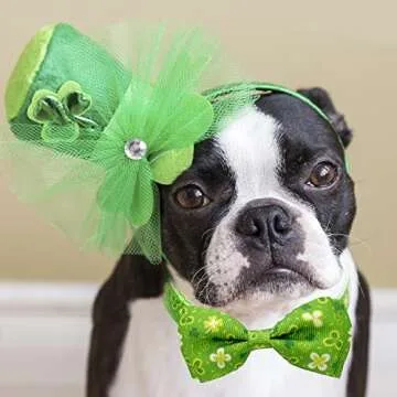 St. Patrick Day Cat Collars with Bow Tie - 2 Pack