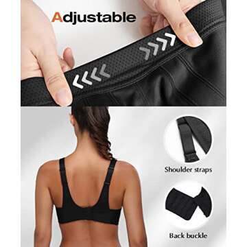 Wingslove Women's High Impact Sports Bra Full Coverage Wirefree Non Padded Workout Bra Plus Size(Black,42DDD)