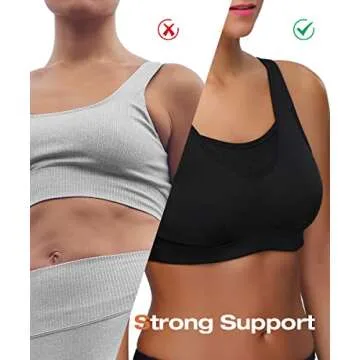 Wingslove Women's High Impact Sports Bra Full Coverage Wirefree Non Padded Workout Bra Plus Size(Black,42DDD)