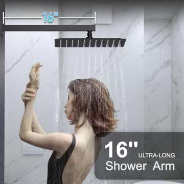KOJOX 12 Inch Black Shower System with Rain Shower Head, Handheld Shower, Bathroom Luxury Mixer Combo Set, Wall Mounted Faucet Rough-in Valve and Trim Kit