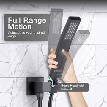 KOJOX 12 Inch Black Shower System with Rain Shower Head, Handheld Shower, Bathroom Luxury Mixer Combo Set, Wall Mounted Faucet Rough-in Valve and Trim Kit