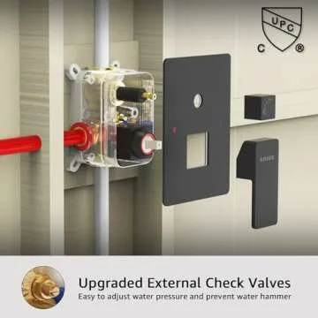 KOJOX 12 Inch Black Shower System with Rain Shower Head, Handheld Shower, Bathroom Luxury Mixer Combo Set, Wall Mounted Faucet Rough-in Valve and Trim Kit