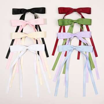 8 Pcs Hair Ribbon Bow Clips for Women Girls Tassel Hair Ribbons Hair Ties Bowknot with Long Tail Hai...