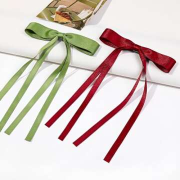 8 Pcs Hair Ribbon Bow Clips for Women Girls Tassel Hair Ribbons Hair Ties Bowknot with Long Tail Hair Accessories for Toddlers Teens Kids