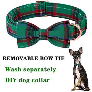 USP Pet Soft&Comfy Bowtie Dog Collar and Cat Collar Pet Gift for Dogs and Cats Adjustable Pure Cotton Collars 6 Sizes and 5 Patterns