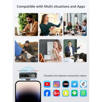 USB C Wireless Lavalier Microphone for iPhone 15/16, Mini Lav LED Mic for Android Phone with Noise Cancelling, Lapel Podcast Microphone for Tiktok Content Creator Video Recording, Streaming, Vlogging