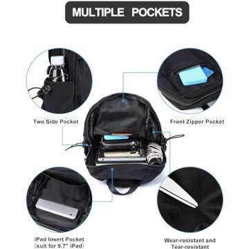 Black Crossbody Sling Backpacks Sling Bag for Men Women, Small Shoulder Backpack Motorcycle Chest Bags One Strap Backpack, Mini Chest Daypack for Casual Travel Hiking Gym Outdoor Sports