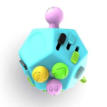 Fidget Dodecagon –12-Side Fidget Toys Cube Relieves Stress and Anxiety Anti Depression Cube for Children and Adults Easter Basket Stuffers Gift Idea (B3 Blue Sky)