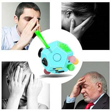 Fidget Dodecagon –12-Side Fidget Toys Cube Relieves Stress and Anxiety Anti Depression Cube for Children and Adults Easter Basket Stuffers Gift Idea (B3 Blue Sky)