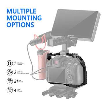 NEEWER Camera Cage Compatible with Canon EOS R5 R5C R6 R6 Mark II, Aluminum Alloy DSLR Rig Stabilizer with 1/4"&3/8" Threads, Cold Shoe, and NATO Rail for Vlogging, Filmmaking, Video Recording, VS101