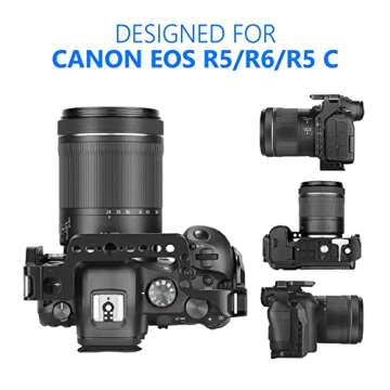 NEEWER Camera Cage Compatible with Canon EOS R5 R5C R6 R6 Mark II, Aluminum Alloy DSLR Rig Stabilizer with 1/4"&3/8" Threads, Cold Shoe, and NATO Rail for Vlogging, Filmmaking, Video Recording, VS101
