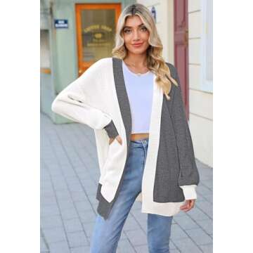 2024 Fall Long Cardigans for Women Batwing Sleeve Open Front Ribbed Knit Oversized Cardigans Sweater...