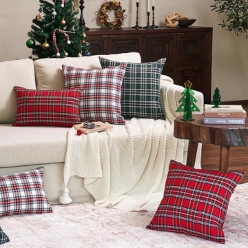 Stylish White Tartan Plaid Christmas Pillow Covers Set of 2
