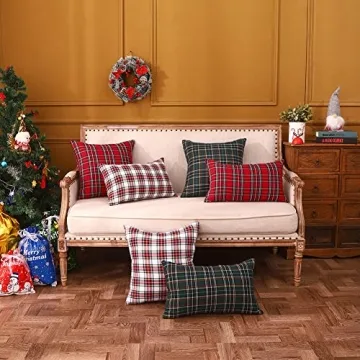 Stylish White Tartan Plaid Christmas Pillow Covers Set of 2