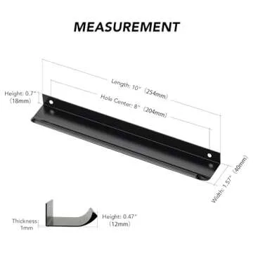 Ravinte 10 Pack Finger Pulls for Cabinets 204mm/8in Hole Center Tab Cabinet Handle Matte Black Finger Edge Pulls Concealed Handles for Kitchen Drawer Finger Cabinet Pulls 254mm/10in Length