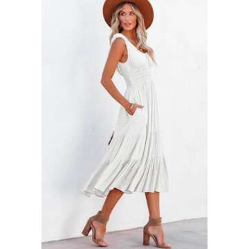 AlvaQ Women's 2025 Summer Sundress – Casual Flowy Midi Dress with Pockets