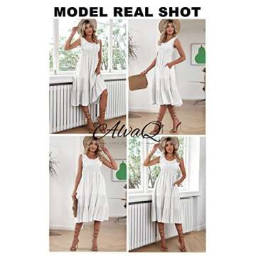 AlvaQ Women's Flowy Sundress with Pockets for Summer Style