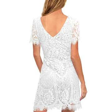 Elegant Floral Lace Dress for Weddings - V-Back Bridal Shower Cocktail Dress