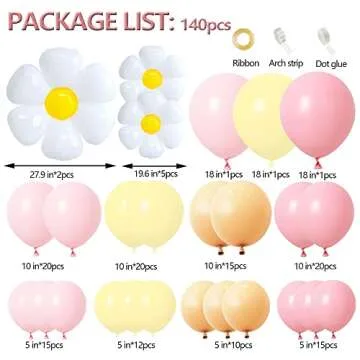 Daisy Balloon Garland Arch Kit Macaron Pastel Pink And Yellow Boho Groovy Party For Baby Shower Wedding Birthday Sunflower Decor