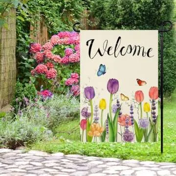 Spring Garden Flag Floral 12x18 Inch Small Vertical Double Sided Seasonal Spring Flag Flower Yard Outdoor Flag Decoration