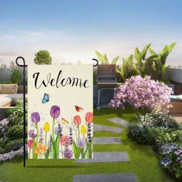 Spring Garden Flag Floral 12x18 Inch Small Vertical Double Sided Seasonal Spring Flag Flower Yard Outdoor Flag Decoration
