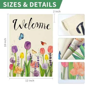 Spring Garden Flag Floral 12x18 Inch Small Vertical Double Sided Seasonal Spring Flag Flower Yard Outdoor Flag Decoration
