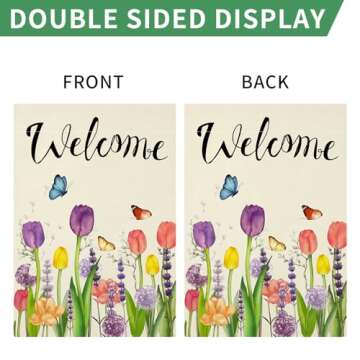 Spring Garden Flag Floral 12x18 Inch Small Vertical Double Sided Seasonal Spring Flag Flower Yard Outdoor Flag Decoration