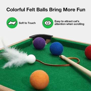 VETRESKA 4 in 1 Cat Toys Mini Pool Table for Cats,Cat Feather Wand Toy Cat Billiard Ball Puzzle Toy,Cat Tree Pool Table Tower with Scratching Post,Cat Interactive Exercise Play Rest Beds & Furniture