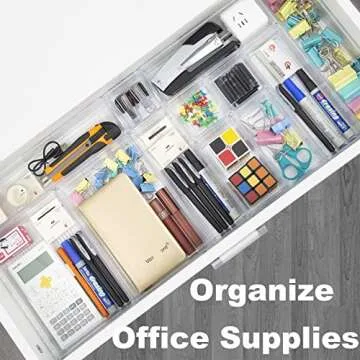 Kutesna 24 PCS Plastic Clear Drawer Organizer,Makeup Organizer Desk Drawer Organizers for Bathroom, Kitchen, Dresser, Closet