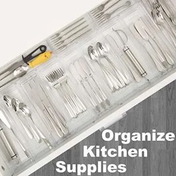 Kutesna 24 PCS Plastic Clear Drawer Organizer,Makeup Organizer Desk Drawer Organizers for Bathroom, Kitchen, Dresser, Closet