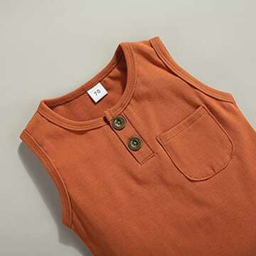 Karesoull Toddler Boy Clothes Summer Shorts Set Solid Sleeveless Pocket Tops Cotton Outfit 2PCS (Sleeveless Yellow, 2-3T)