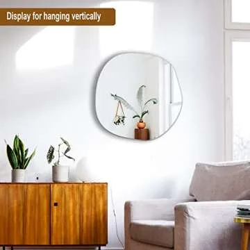 FICTOR Irregular Wall Mirror, Frameless Mirror Wall Hanging for Bathroom, Entryway, Bedroom, Bathroom Vanity Mirror, Wall Mounted Mirror (T-24'' x 23.6'')