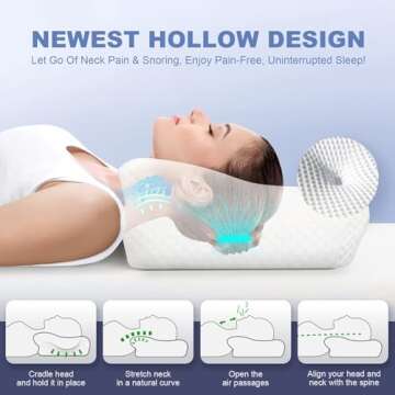 Famedio Adjustable Cervical Pillow for Neck Pain Relief, Hollow Bed Memory Foam Plus Support, Odorle...