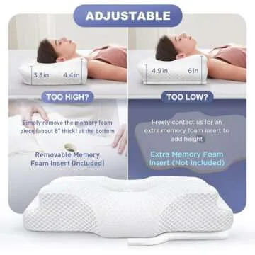 Famedio Adjustable Cervical Pillow for Neck Pain Relief, Hollow Bed Memory Foam Plus Support, Odorless Orthopedic Bed Pillows for Sleeping, Shoulder Pillow for Side Back Stomach Sleeper