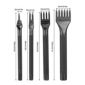 Durable Stainless Steel 4mm Leather Craft Hole Punch Tool Set