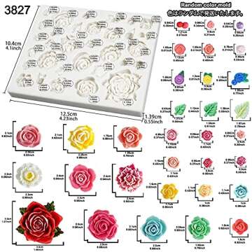 Funshowcase 32 Cavity Roses Flower Fondant Candy Silicone Mold for Sugarcraft Cake Decoration, Cupca...