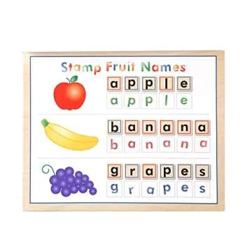 Melissa & Doug Deluxe Wooden Toy Stamp Set ABCs 123s Arts and Crafts Stamp Sets and Stencils 3+ Gift for Boy or Girl