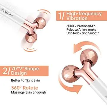 AIBOKEE 2 in 1 Face Massager Electric, 3D Face Massager Roller and T Shape Facial Massager Roller Vibrating,Skincare Tools for Face Arm Eye Waist Leg,Powered by One AA Battery（2 Piece Set）