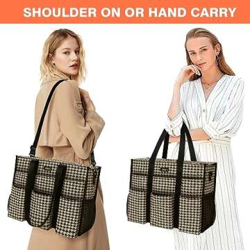 IBFUN Utility Tote Bag with 24 Exterior Interior Pockets Zip Top Teacher Tote Bag for Teacher/Work W...