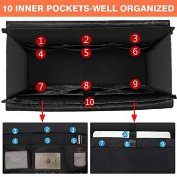 IBFUN Utility Tote Bag with 24 Exterior Interior Pockets Zip Top Teacher Tote Bag for Teacher/Work Women(Large)