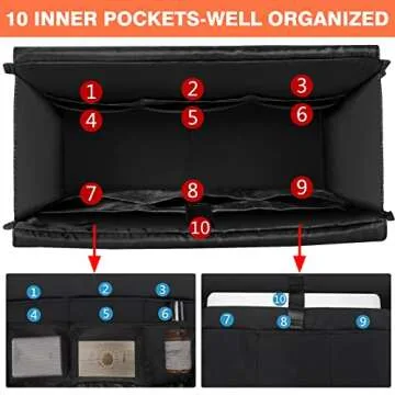 IBFUN Utility Tote Bag with 24 Exterior Interior Pockets Zip Top Teacher Tote Bag for Teacher/Work Women(Large)