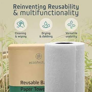 Ecolifestyle Reusable Bamboo Paper Towels - Eco-Friendly Cleaning Solution
