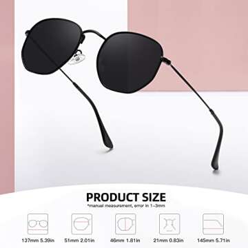 MEETSUN Polarized Hexagon Sunglasses for UV400 Protection