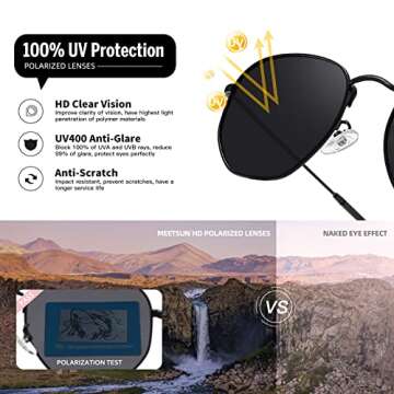 MEETSUN Polarized Hexagon Sunglasses for UV400 Protection