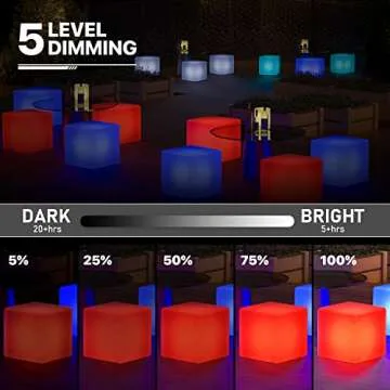 MoNiBloom 16 Inch LED Cube Chair 16 Colors Changing Glow Stool with Remote, Waterproof Cool Rechargeable LED Furniture Dimmable LED Mood Lighting Night Light for Garden, Patio, Deck, Bar and Pool-Side