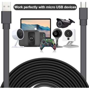 Itramax 30 FT Micro USB Power Cable - 2 Pack for Security Cameras