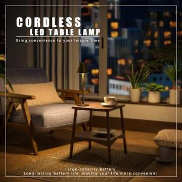 Timjorman LED CordlessTable Lamp,4000mAh Rechargeable Battery Desk lamp,3 Level Brightness Portable Night Light, Minimalist Design, for Couple Dinner/Coffee Table/Restaurant/Bedroom(Bronze)