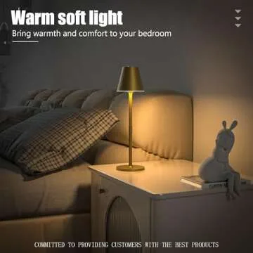 Timjorman LED CordlessTable Lamp,4000mAh Rechargeable Battery Desk lamp,3 Level Brightness Portable Night Light, Minimalist Design, for Couple Dinner/Coffee Table/Restaurant/Bedroom(Bronze)